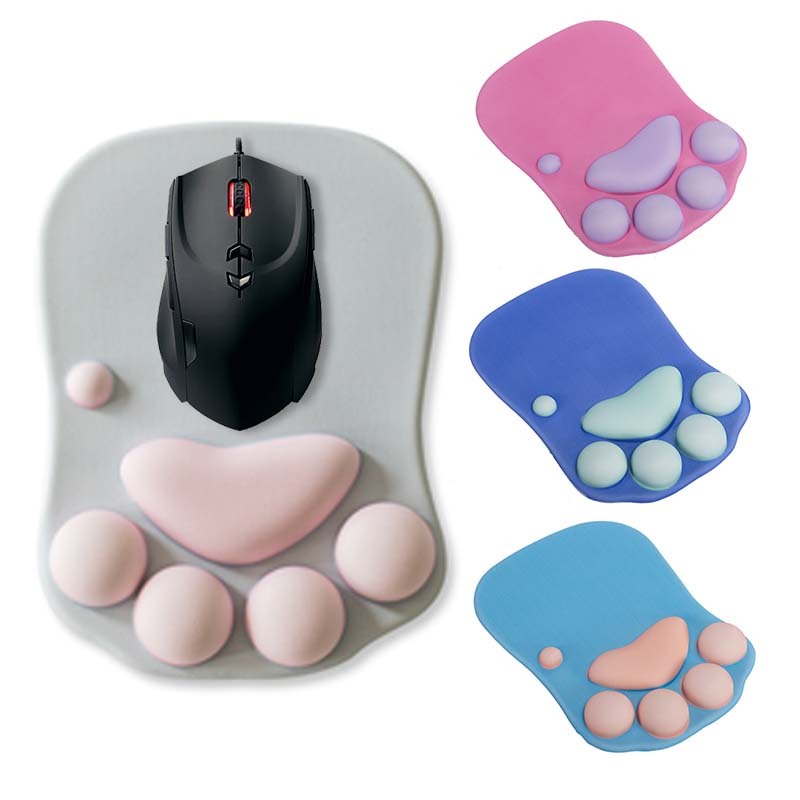 Cat Paw Mouse Pad With Wrist Support Cartoon Cute Cats Paw Soft Silicone Rests Wrist Cushion Fashion Rest Comfort Mouse Pats